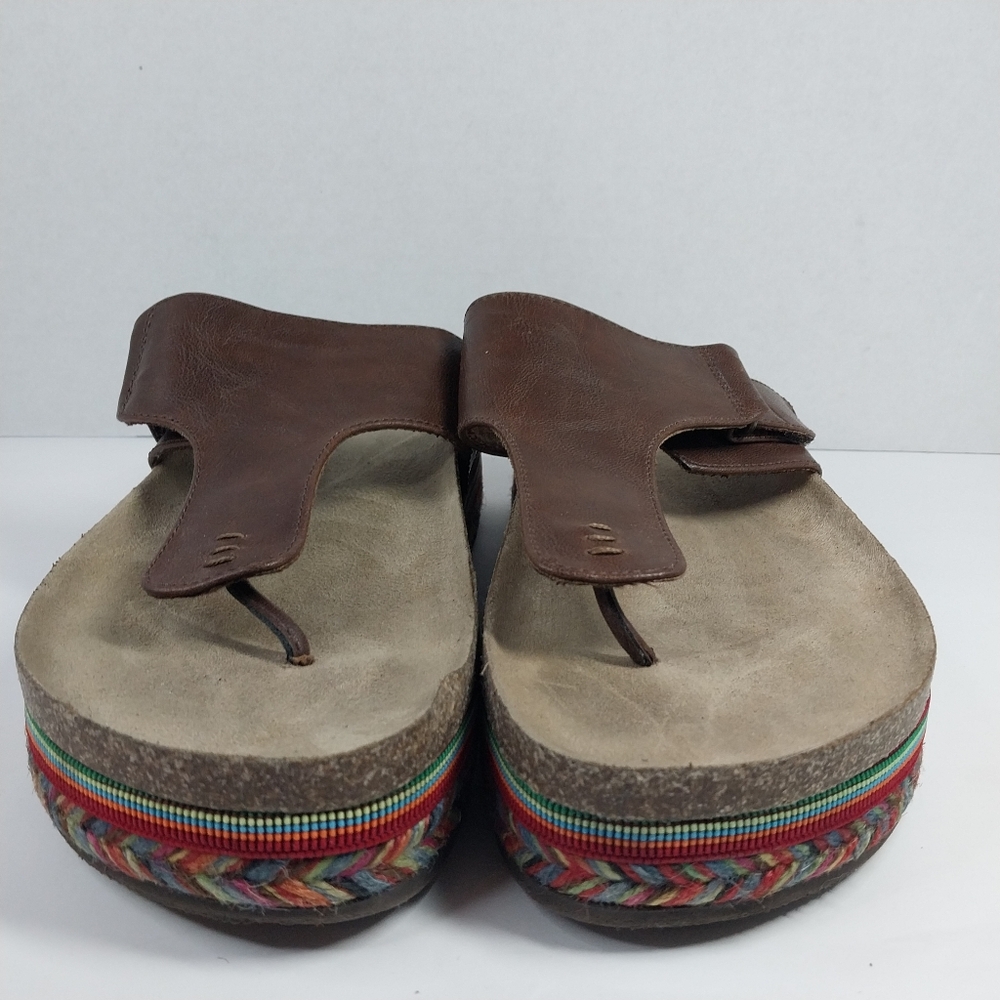 So Brand Size 9 M Faux Leather Platform Cork Multi Colored Boho Sandals Shoes - Picture 10 of 14